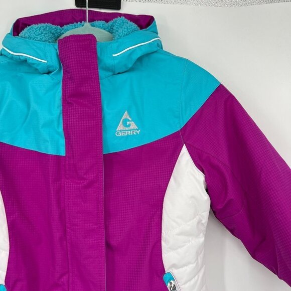 Gerry Youth Jacket Sz Xs Colorblock Purple Blue Insulated - Picture 2 of 16